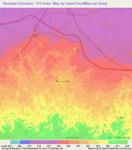 Buvayda,Uzbekistan Elevation Map