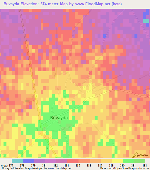 Buvayda,Uzbekistan Elevation Map