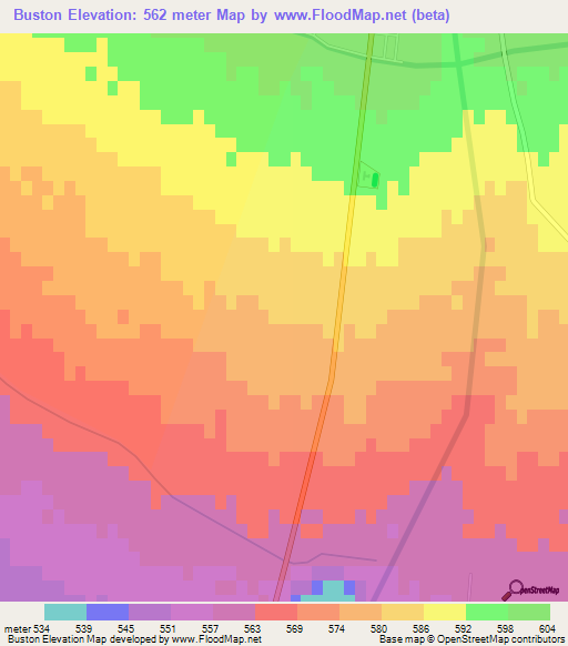 Buston,Uzbekistan Elevation Map