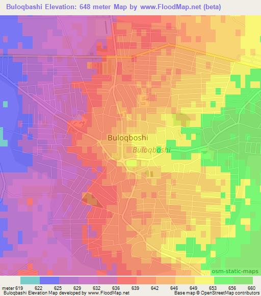 Buloqbashi,Uzbekistan Elevation Map
