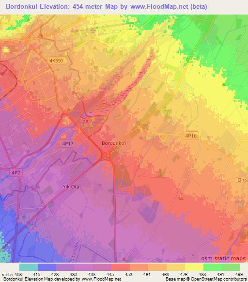 Bordonkul,Uzbekistan Elevation Map