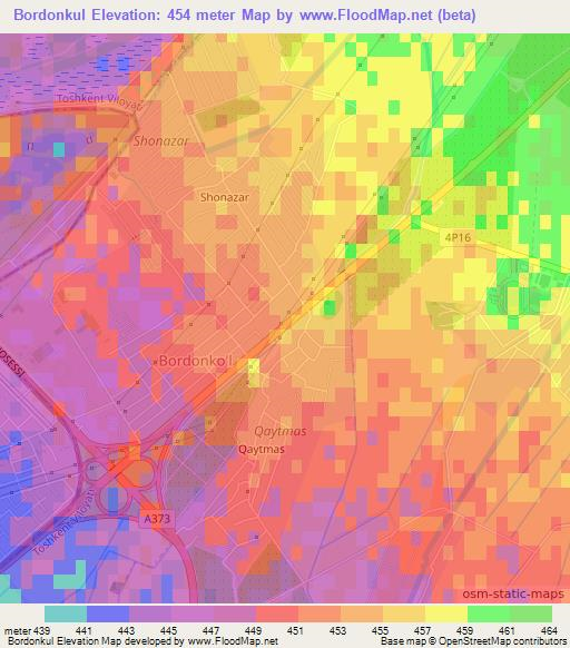 Bordonkul,Uzbekistan Elevation Map