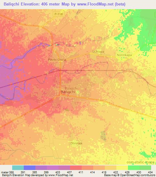 Baliqchi,Uzbekistan Elevation Map
