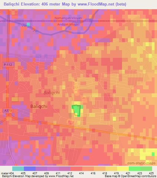 Baliqchi,Uzbekistan Elevation Map