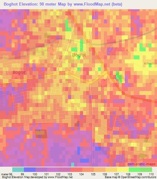 Boghot,Uzbekistan Elevation Map