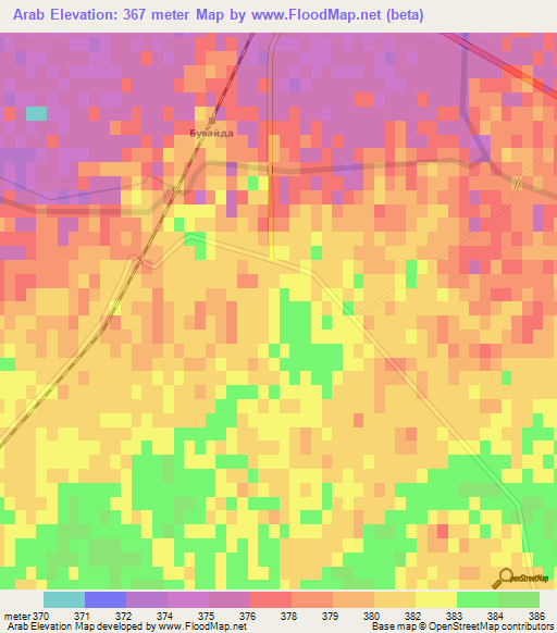 Arab,Uzbekistan Elevation Map