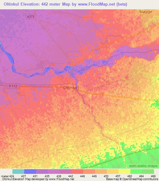 Oltinkul,Uzbekistan Elevation Map