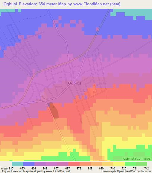 Oqbilol,Uzbekistan Elevation Map