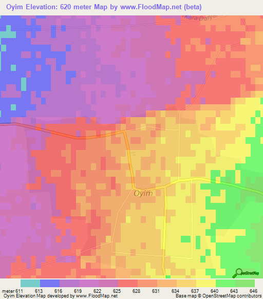 Oyim,Uzbekistan Elevation Map