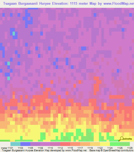 Tsagaan Burgaasanii Huryee,Mongolia Elevation Map