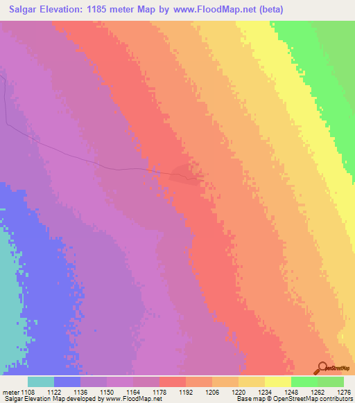 Salgar,Mongolia Elevation Map