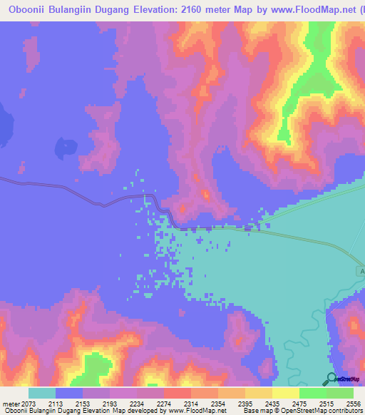 Oboonii Bulangiin Dugang,Mongolia Elevation Map