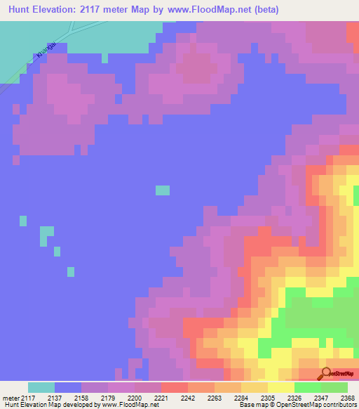 Hunt,Mongolia Elevation Map