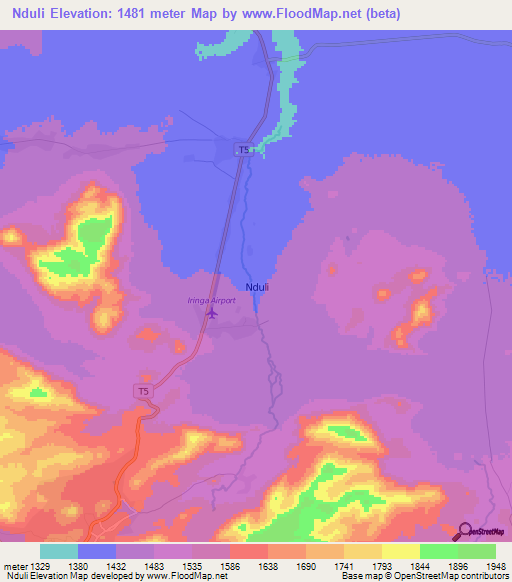 Nduli,Tanzania Elevation Map