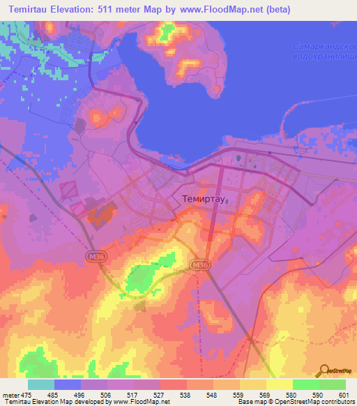 Temirtau,Kazakhstan Elevation Map