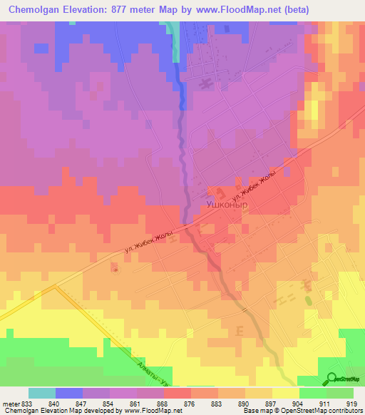 Chemolgan,Kazakhstan Elevation Map