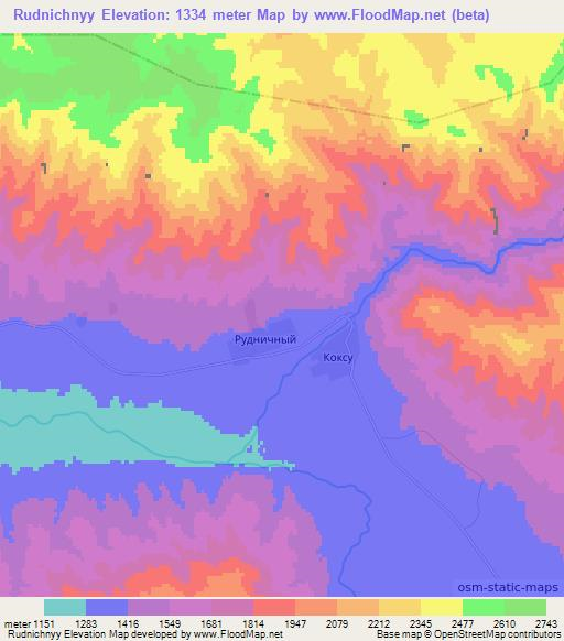 Rudnichnyy,Kazakhstan Elevation Map