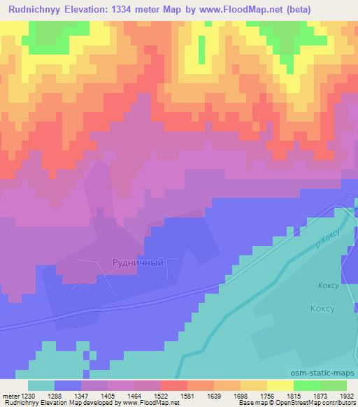 Rudnichnyy,Kazakhstan Elevation Map