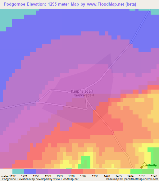 Podgornoe,Kazakhstan Elevation Map