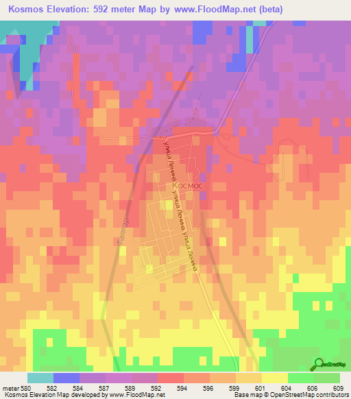 Kosmos,Kazakhstan Elevation Map