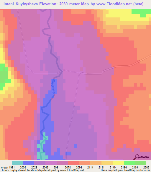 Imeni Kuybysheva,Kyrgyzstan Elevation Map