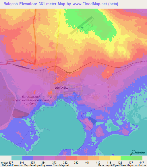 Balqash,Kazakhstan Elevation Map