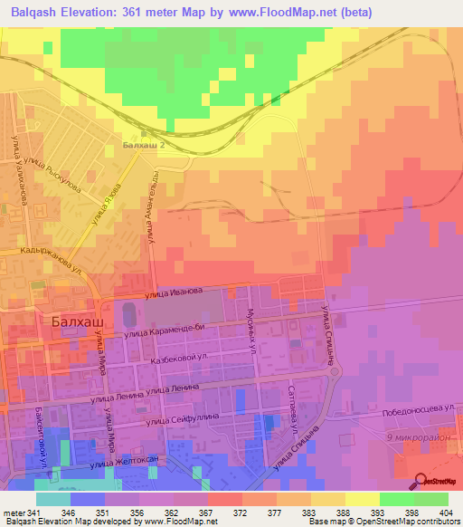 Balqash,Kazakhstan Elevation Map