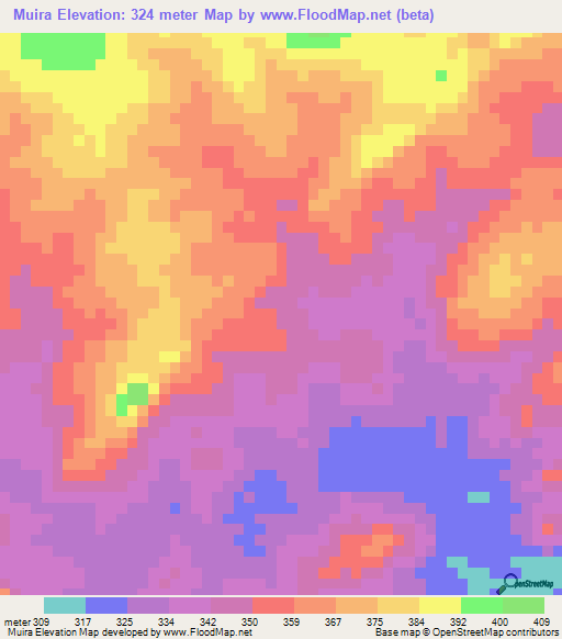 Muira,Tanzania Elevation Map