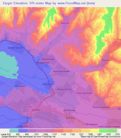 Zarger,Kyrgyzstan Elevation Map