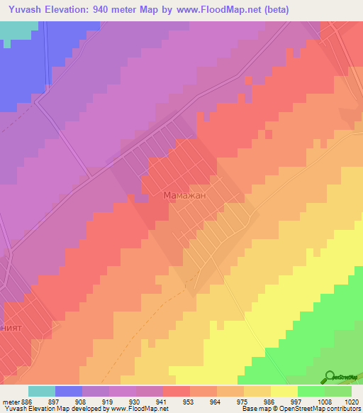 Yuvash,Kyrgyzstan Elevation Map