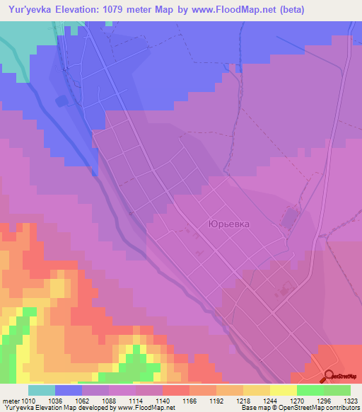 Yur'yevka,Kyrgyzstan Elevation Map