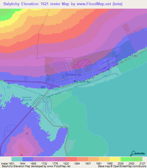 Balykchy,Kyrgyzstan Elevation Map