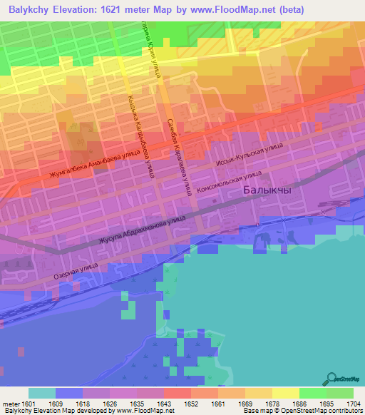 Balykchy,Kyrgyzstan Elevation Map