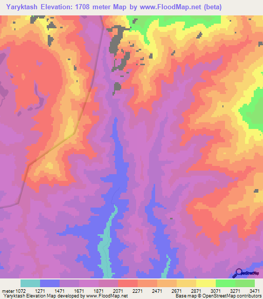 Yaryktash,Kyrgyzstan Elevation Map