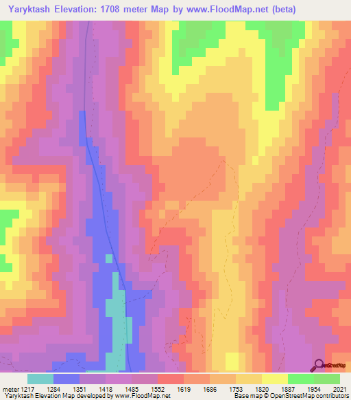 Yaryktash,Kyrgyzstan Elevation Map