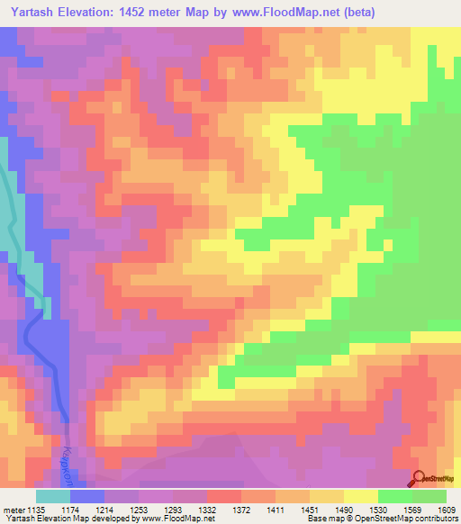 Yartash,Kyrgyzstan Elevation Map