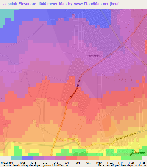 Japalak,Kyrgyzstan Elevation Map