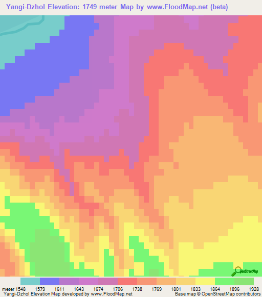 Yangi-Dzhol,Kyrgyzstan Elevation Map