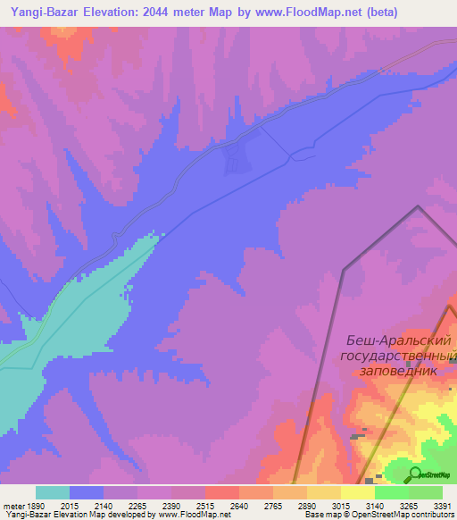 Yangi-Bazar,Kyrgyzstan Elevation Map