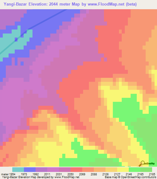 Yangi-Bazar,Kyrgyzstan Elevation Map