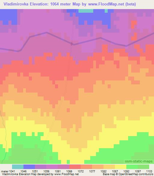 Vladimirovka,Kyrgyzstan Elevation Map