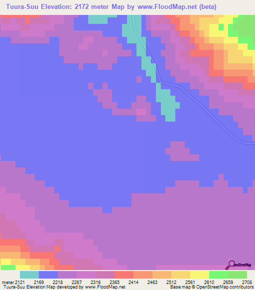 Tuura-Suu,Kyrgyzstan Elevation Map