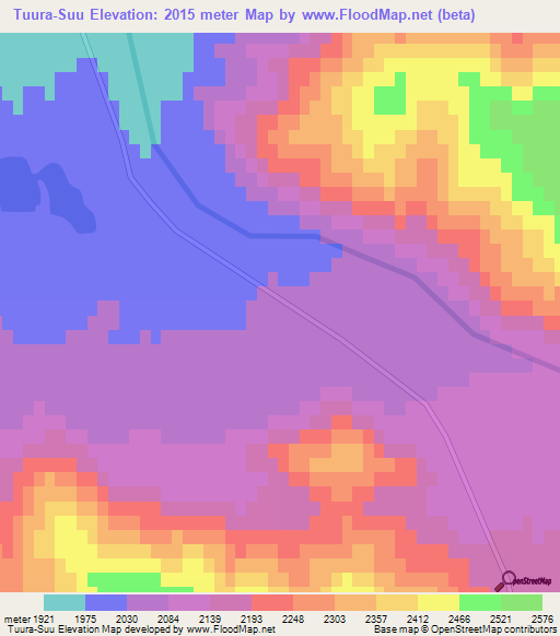 Tuura-Suu,Kyrgyzstan Elevation Map