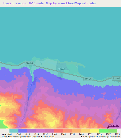 Tosor,Kyrgyzstan Elevation Map