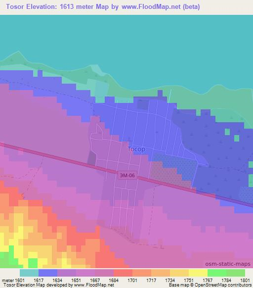 Tosor,Kyrgyzstan Elevation Map