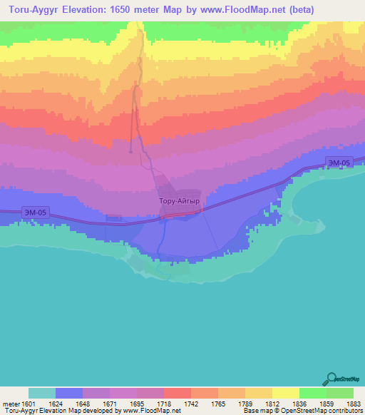 Toru-Aygyr,Kyrgyzstan Elevation Map