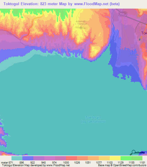 Toktogul,Kyrgyzstan Elevation Map