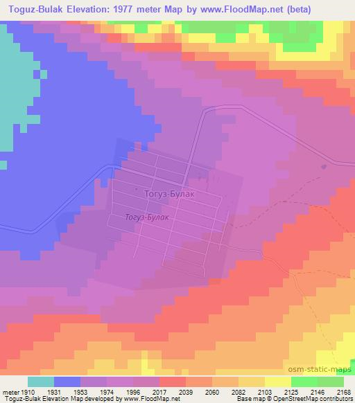 Toguz-Bulak,Kyrgyzstan Elevation Map