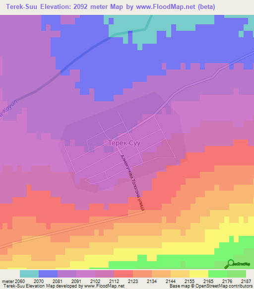 Terek-Suu,Kyrgyzstan Elevation Map