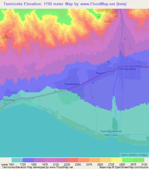 Temirovka,Kyrgyzstan Elevation Map